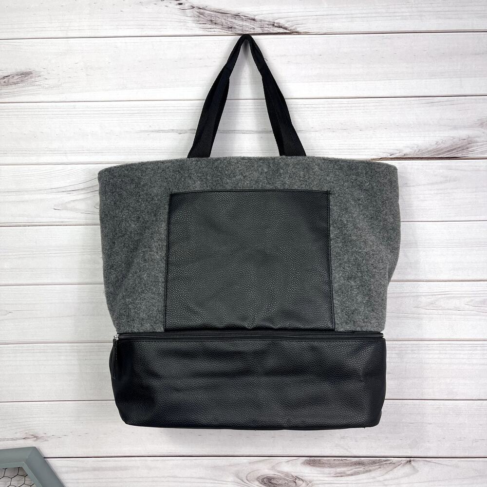 DSW Felt Weekender Tote Overnight Travel Bag With Shoe Compartment Gray